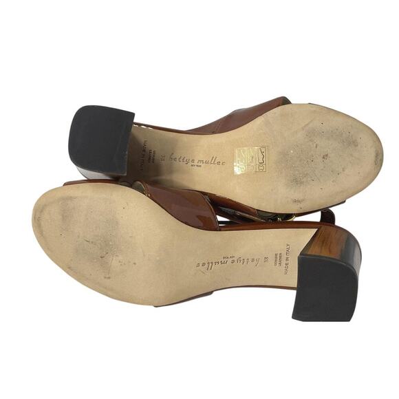 Bettye Mullec NY Made In Italy Women's Patent Leather Brown Buckle Heels Size 38 - Picture 4 of 6